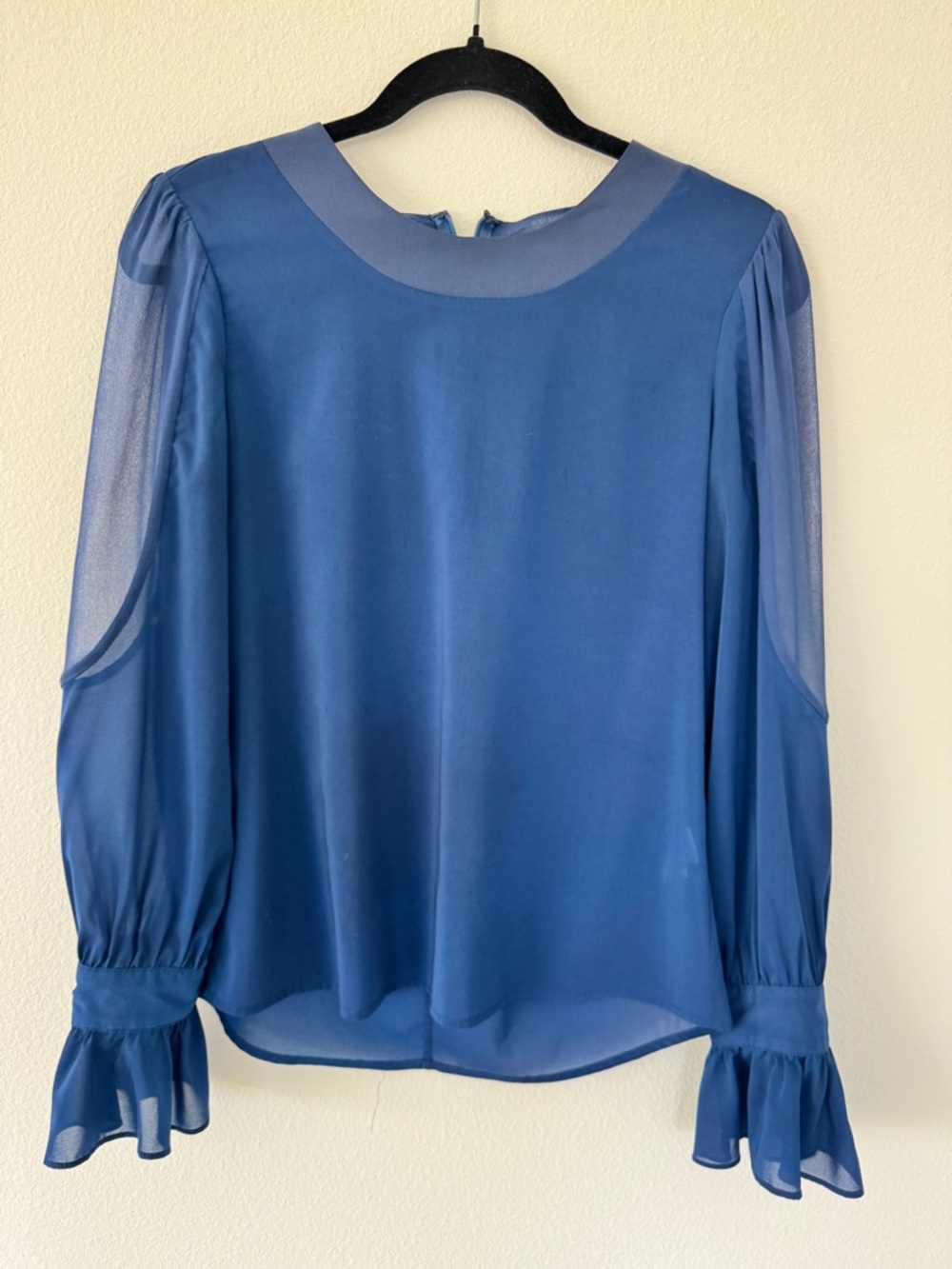 Stella & Jamie Sheer Royal Blue Long-Sleeve Blouse